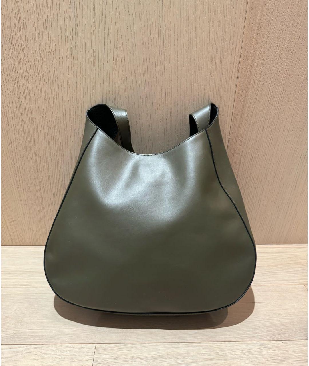 PRADA Хаки кожаная сумка тоут, фото 3