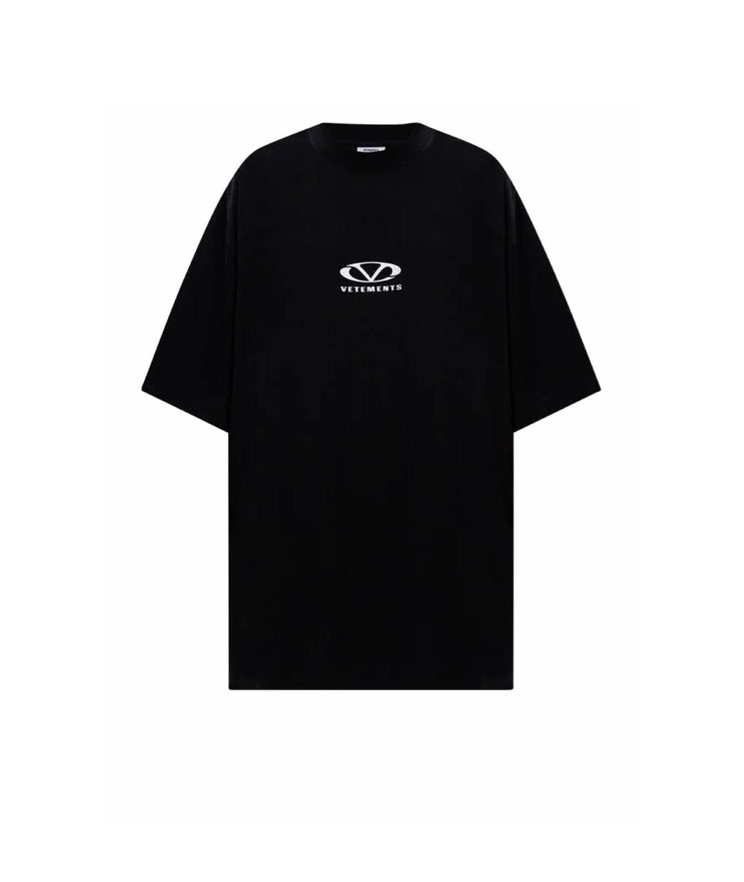 VETEMENTS Черная хлопковая футболка, фото 6