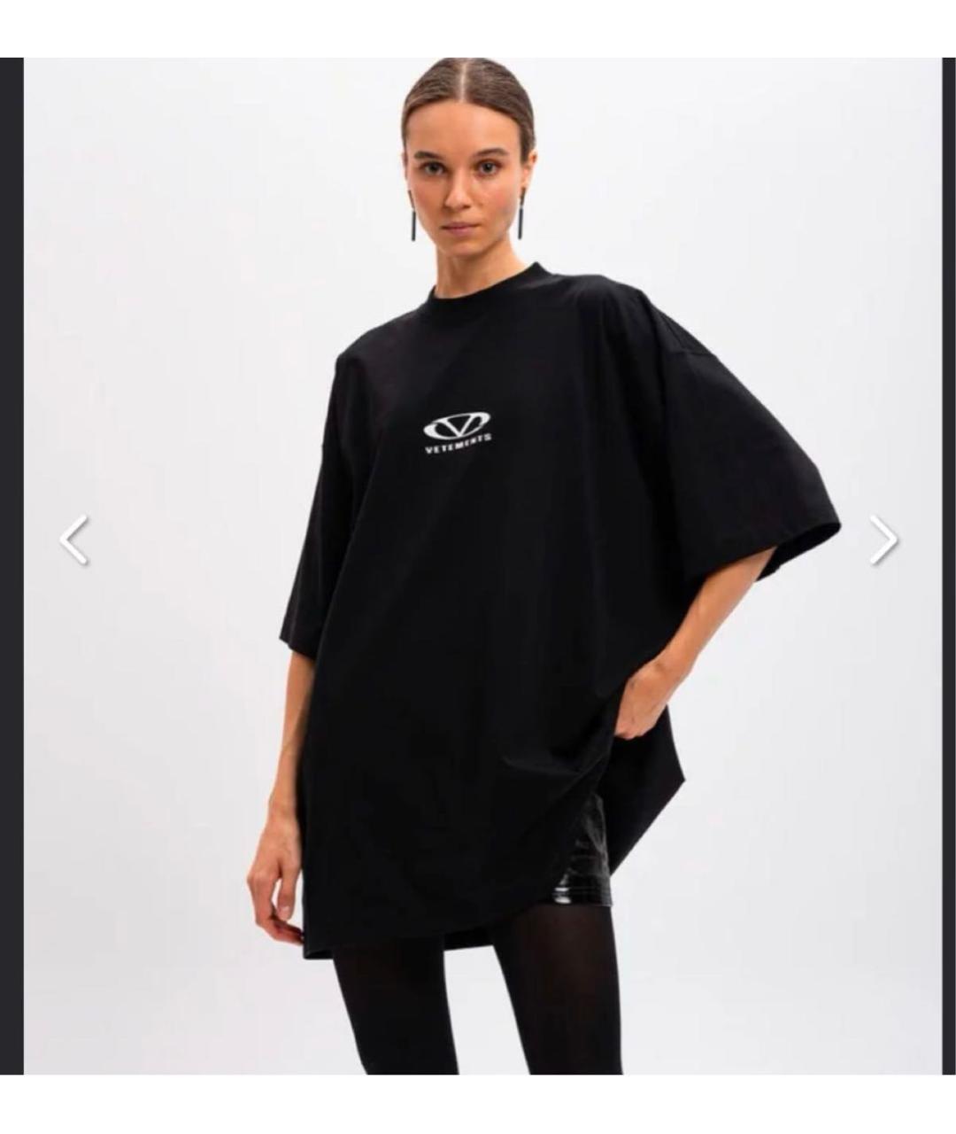 VETEMENTS Черная хлопковая футболка, фото 4