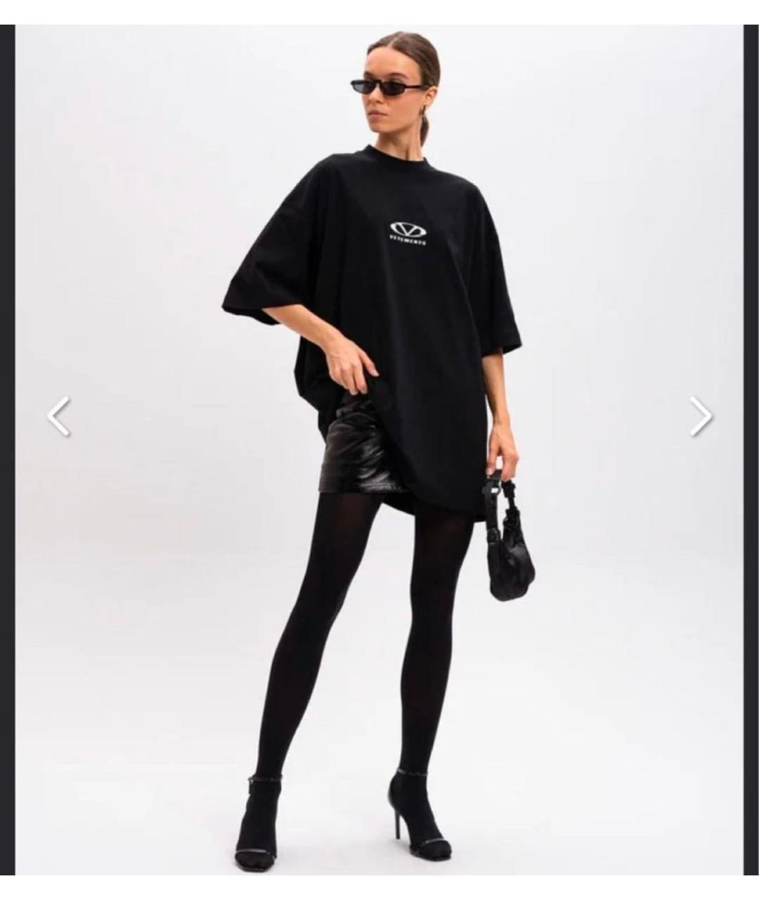VETEMENTS Черная хлопковая футболка, фото 3