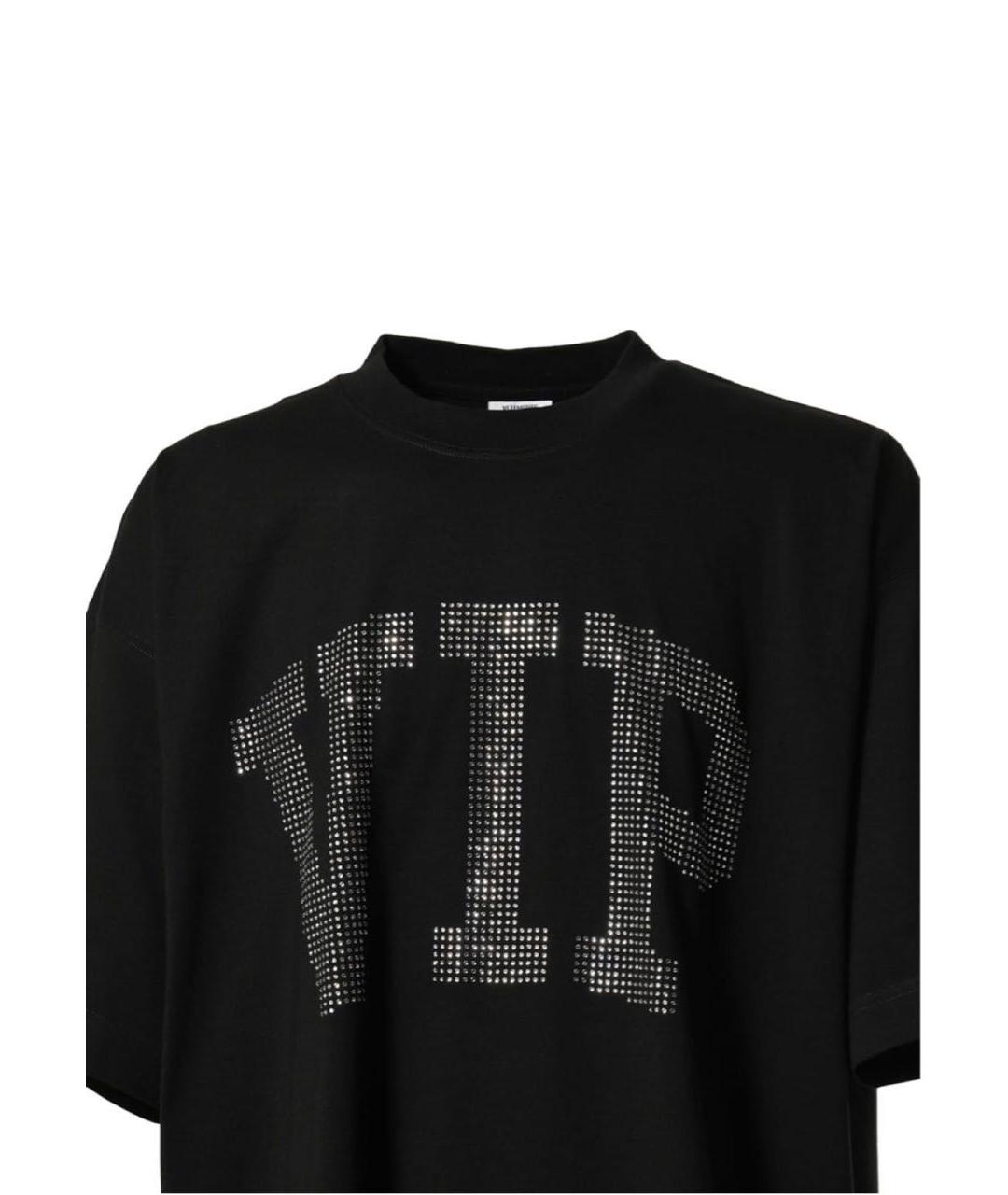 VETEMENTS Черная хлопко-эластановая футболка, фото 2