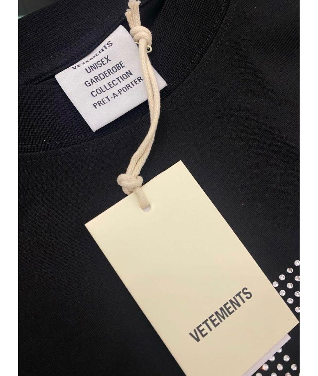 VETEMENTS Черная хлопко-эластановая футболка, фото 5