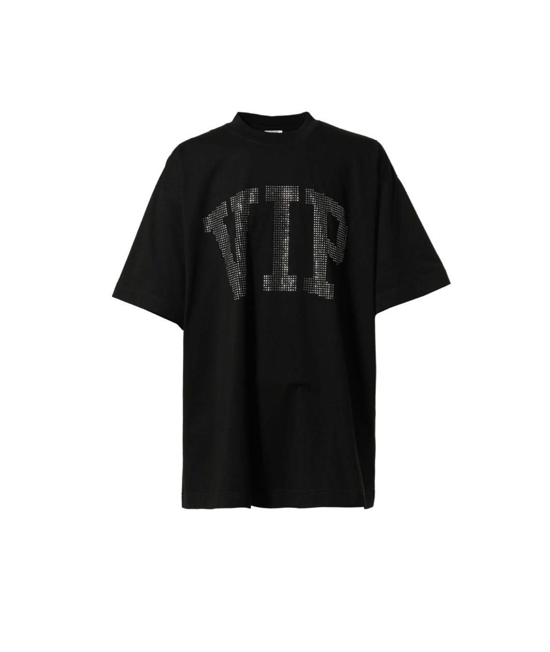 VETEMENTS Черная хлопко-эластановая футболка, фото 6