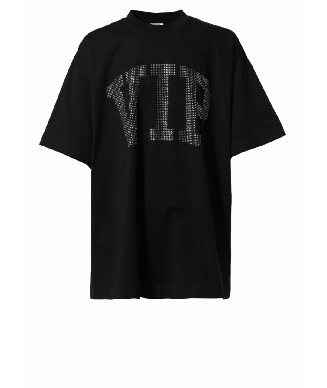 VETEMENTS Черная хлопко-эластановая футболка, фото 1