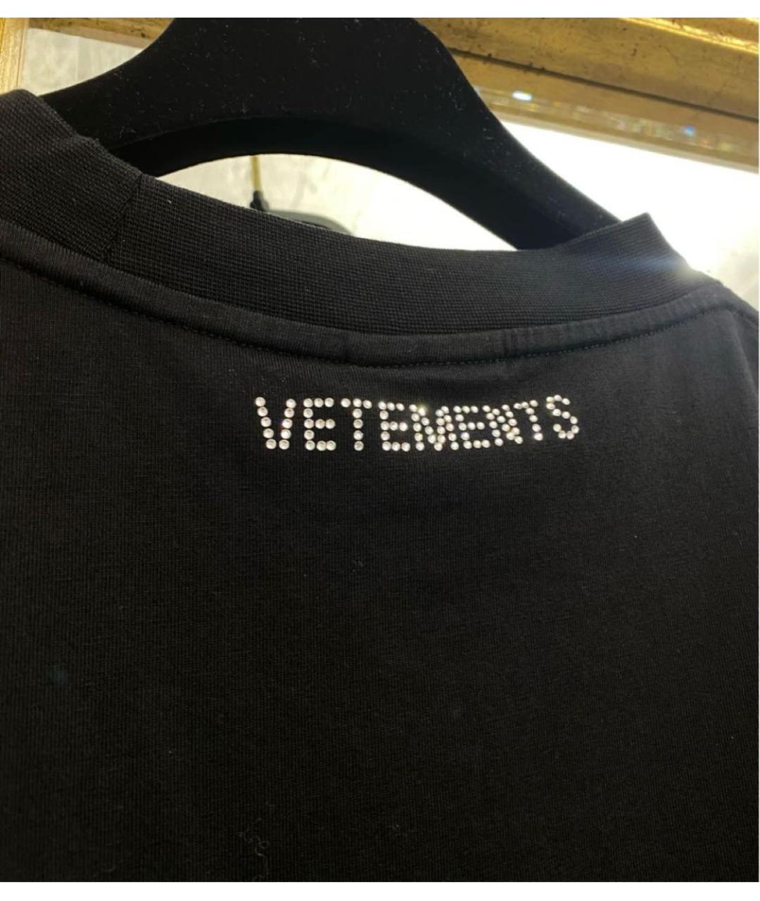VETEMENTS Черная хлопко-эластановая футболка, фото 4