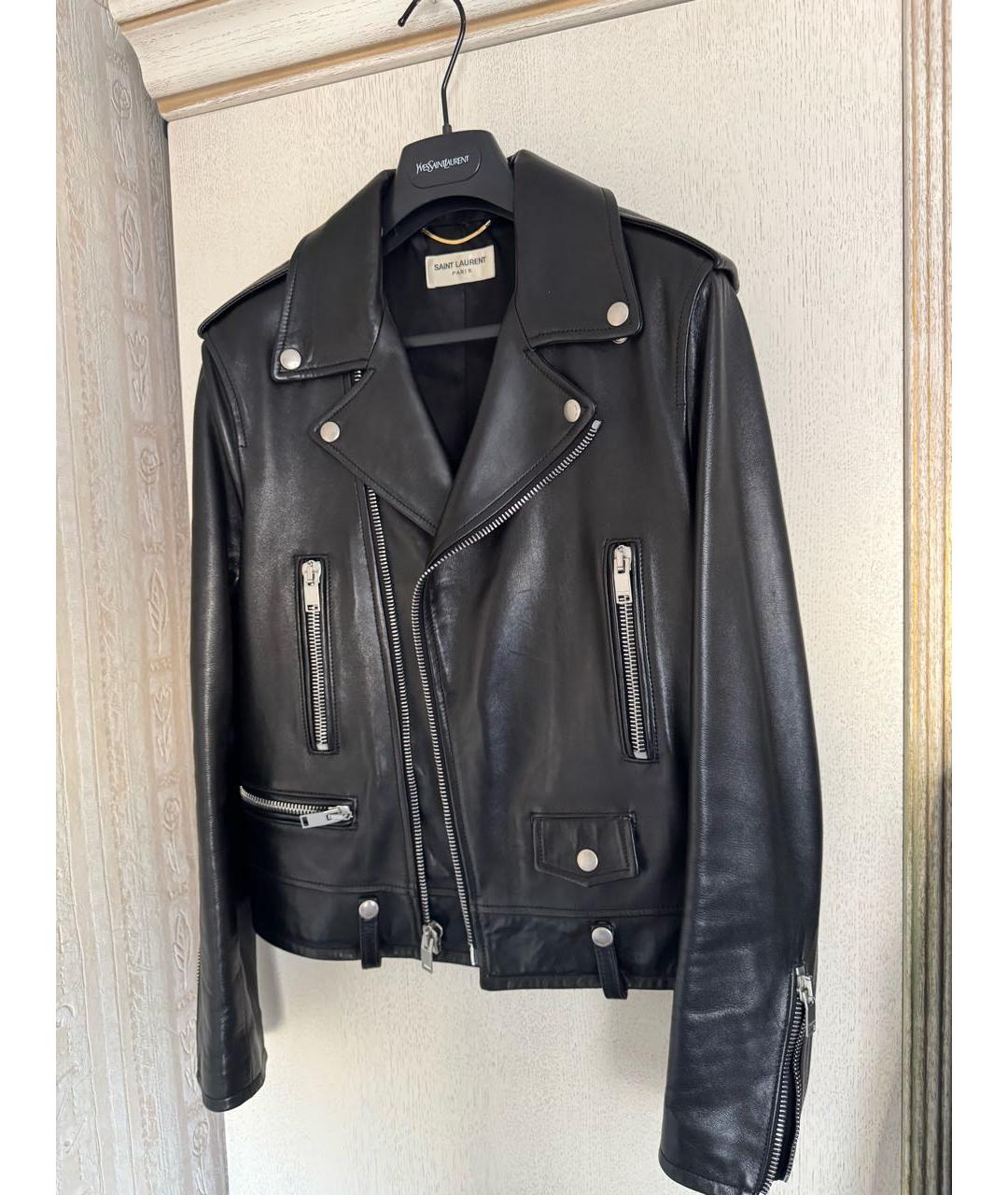 SAINT LAURENT Черная кожаная куртка, фото 2