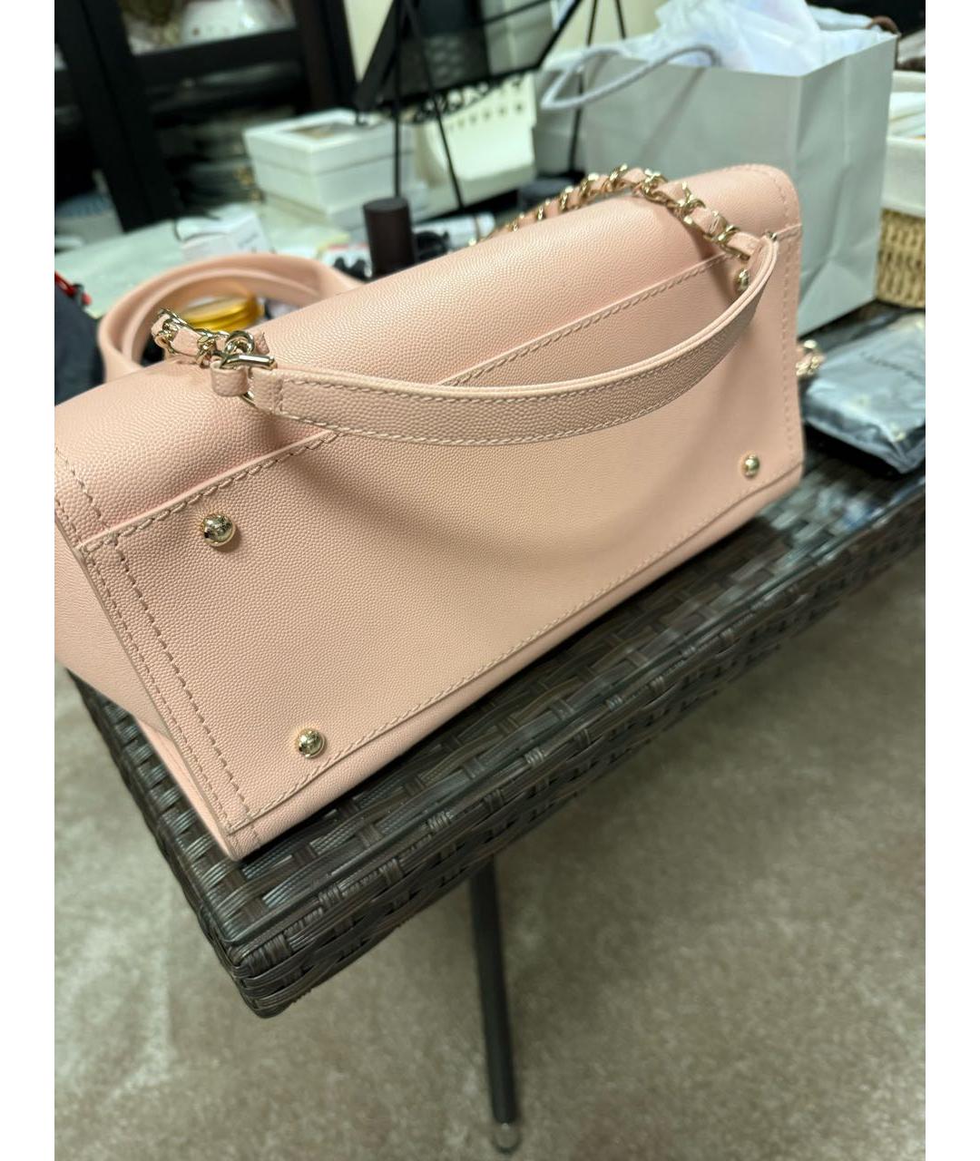 CHANEL Розовая кожаная сумка тоут, фото 6
