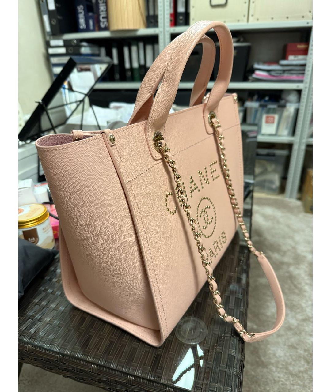 CHANEL Розовая кожаная сумка тоут, фото 2