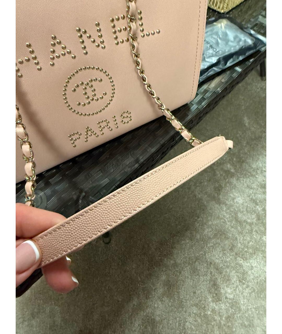 CHANEL Розовая кожаная сумка тоут, фото 5