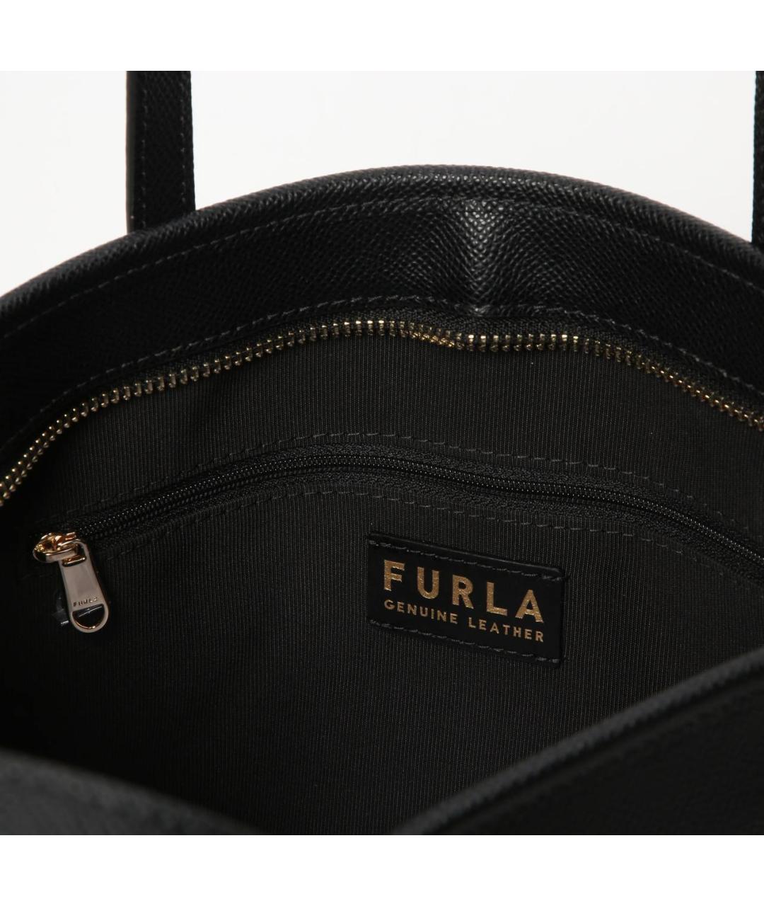 FURLA Черная кожаная сумка тоут, фото 4