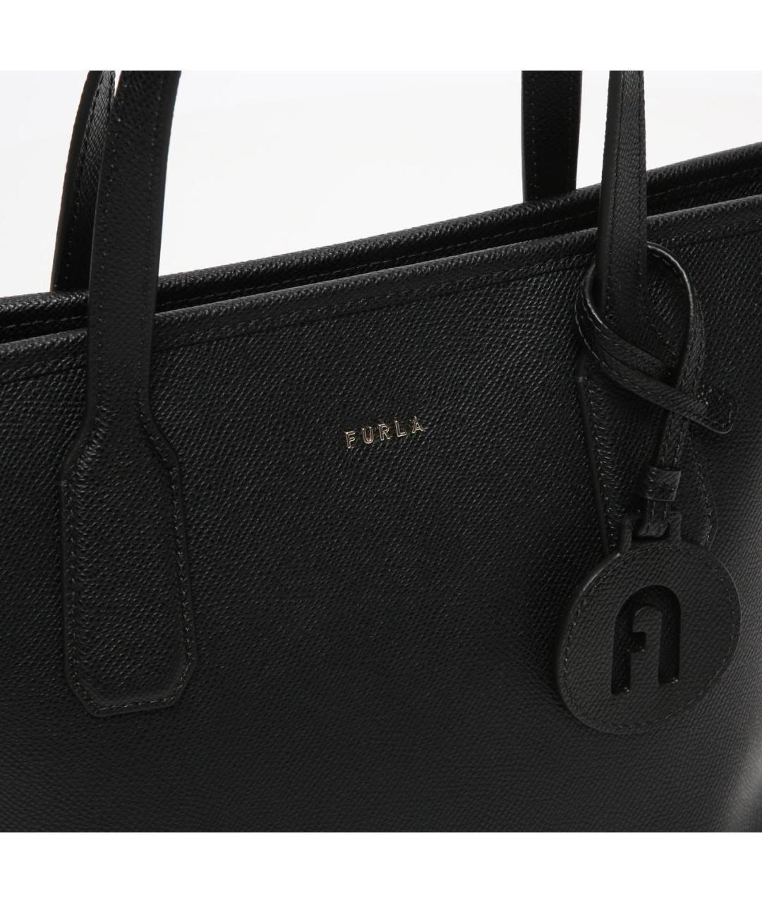 FURLA Черная кожаная сумка тоут, фото 5