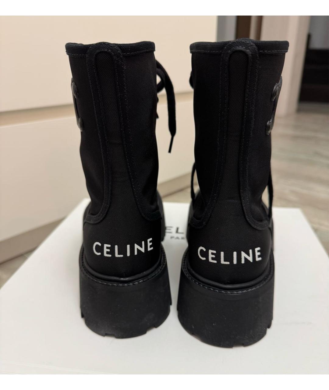 CELINE Черные текстильные ботинки, фото 4