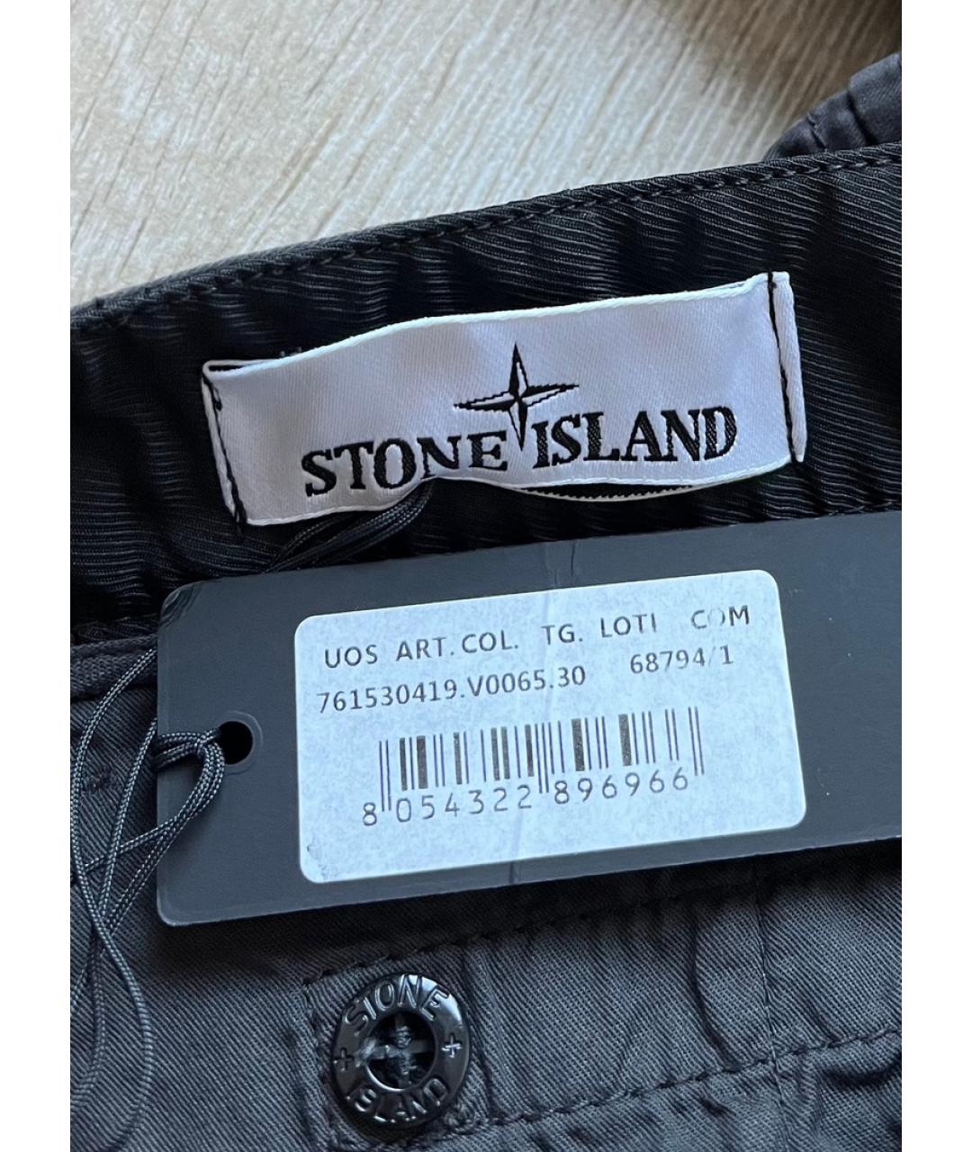 STONE ISLAND Серые хлопковые повседневные брюки, фото 5