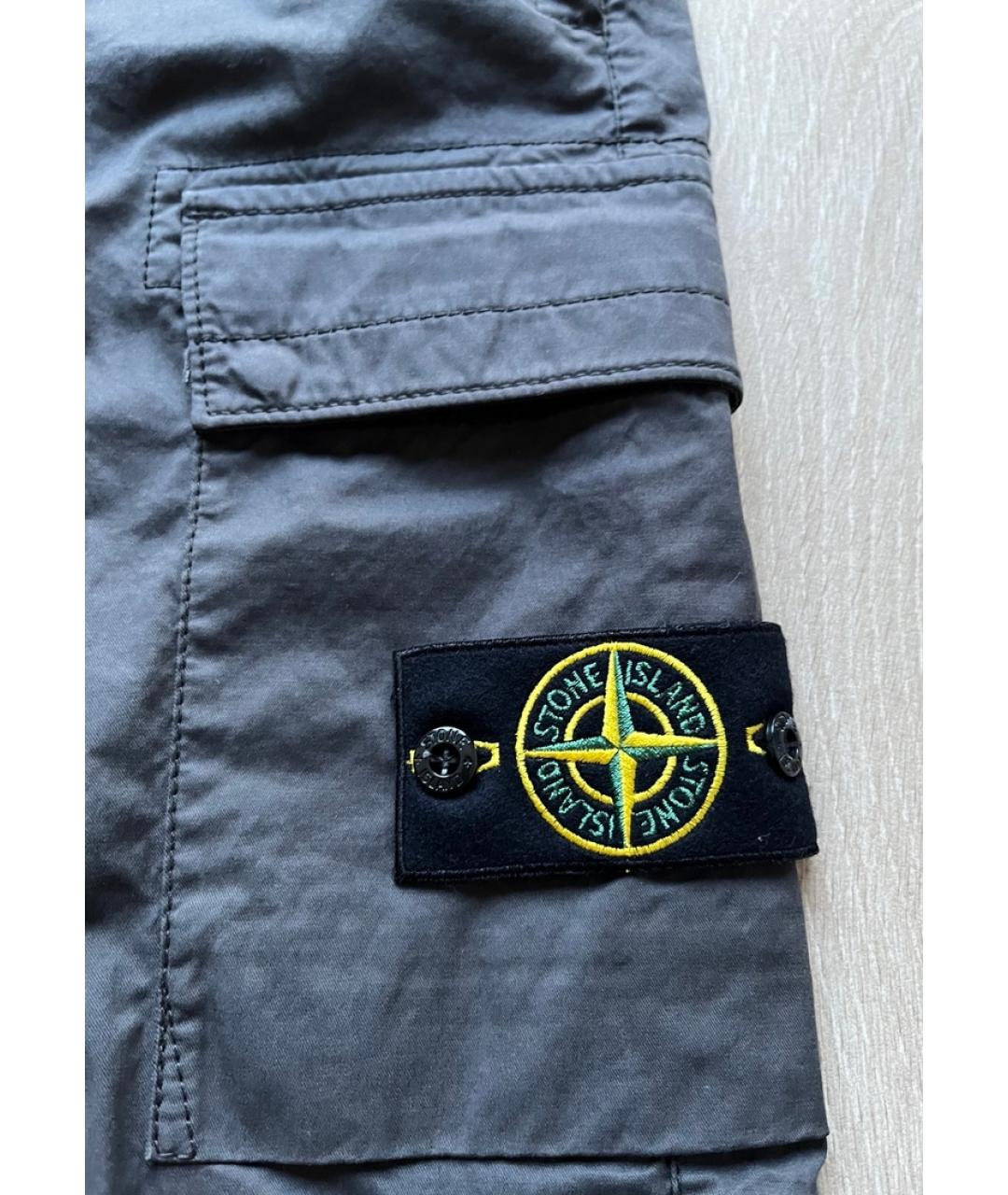 STONE ISLAND Серые хлопковые повседневные брюки, фото 3