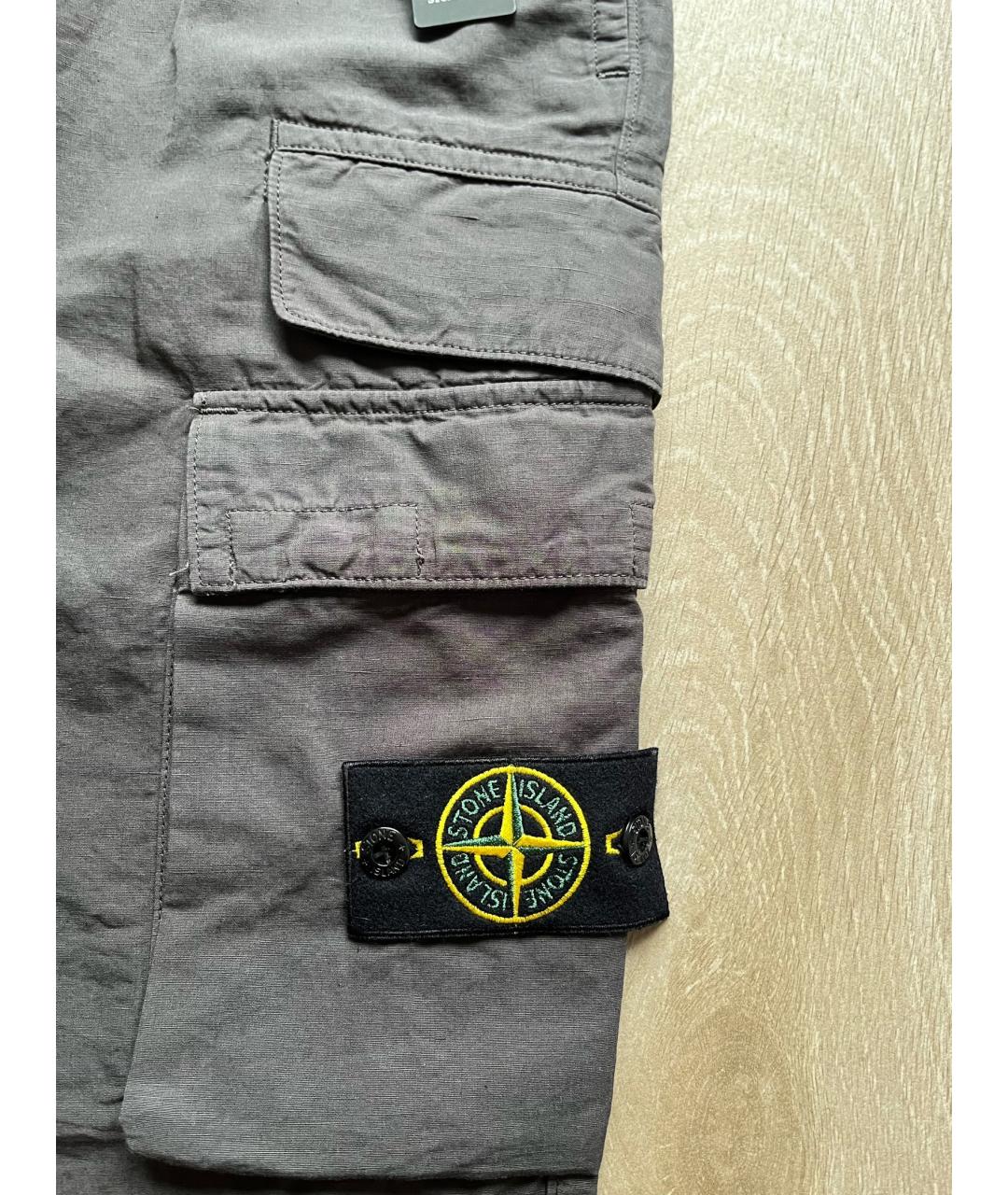 STONE ISLAND Серые льняные повседневные брюки, фото 3