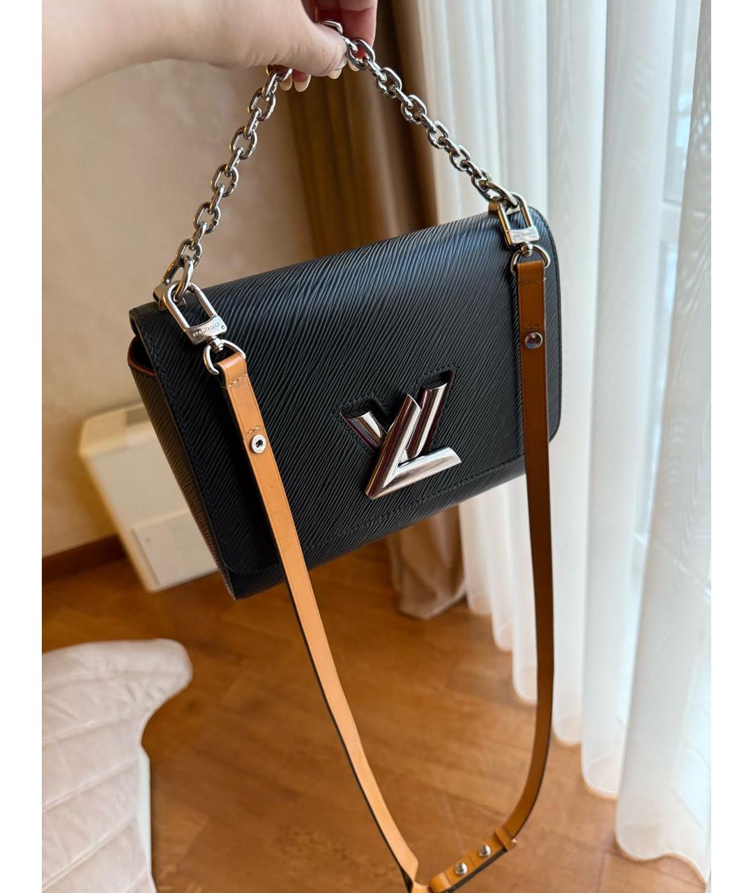 LOUIS VUITTON Черная кожаная сумка через плечо, фото 5