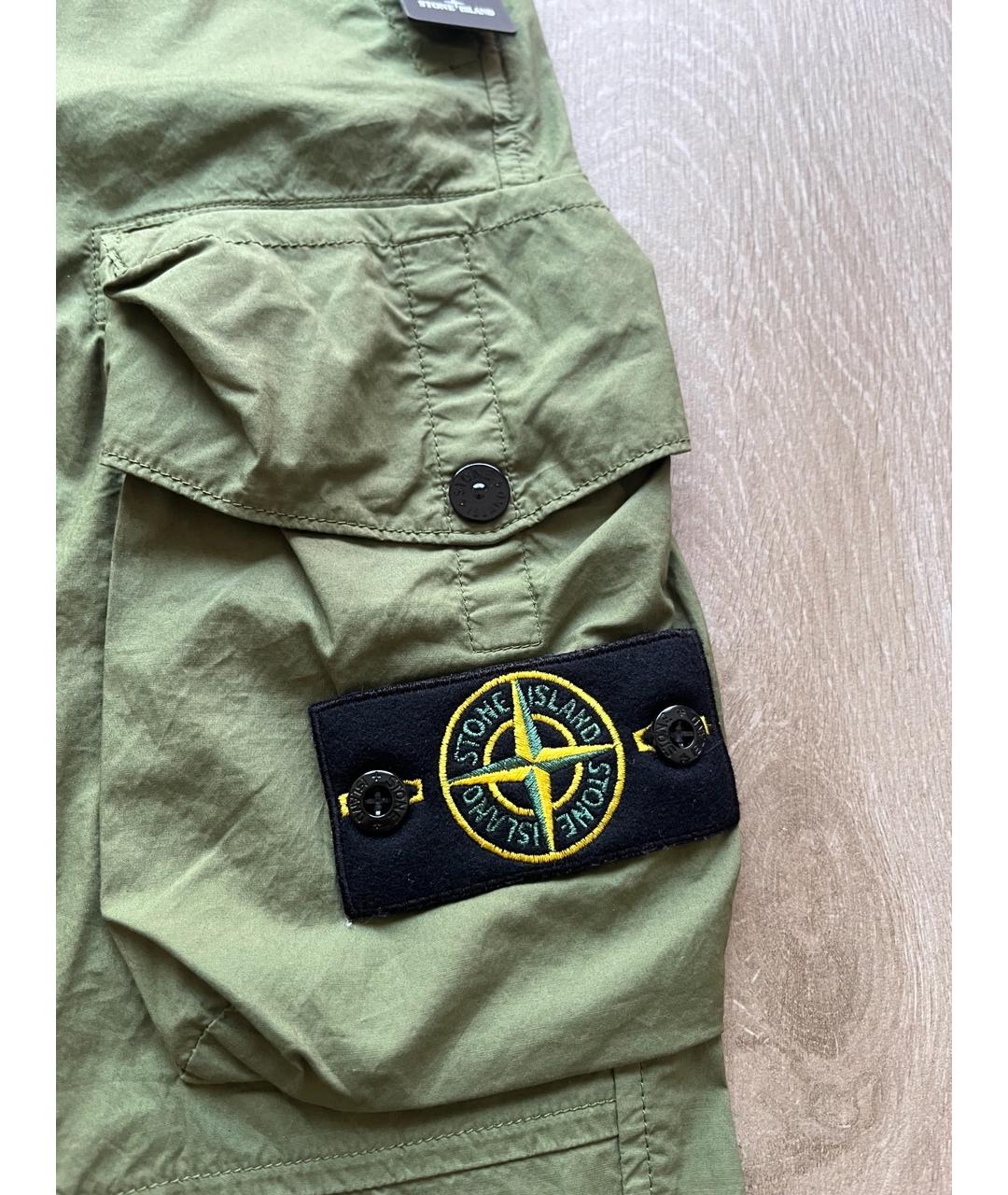 STONE ISLAND Зеленые хлопковые повседневные брюки, фото 3