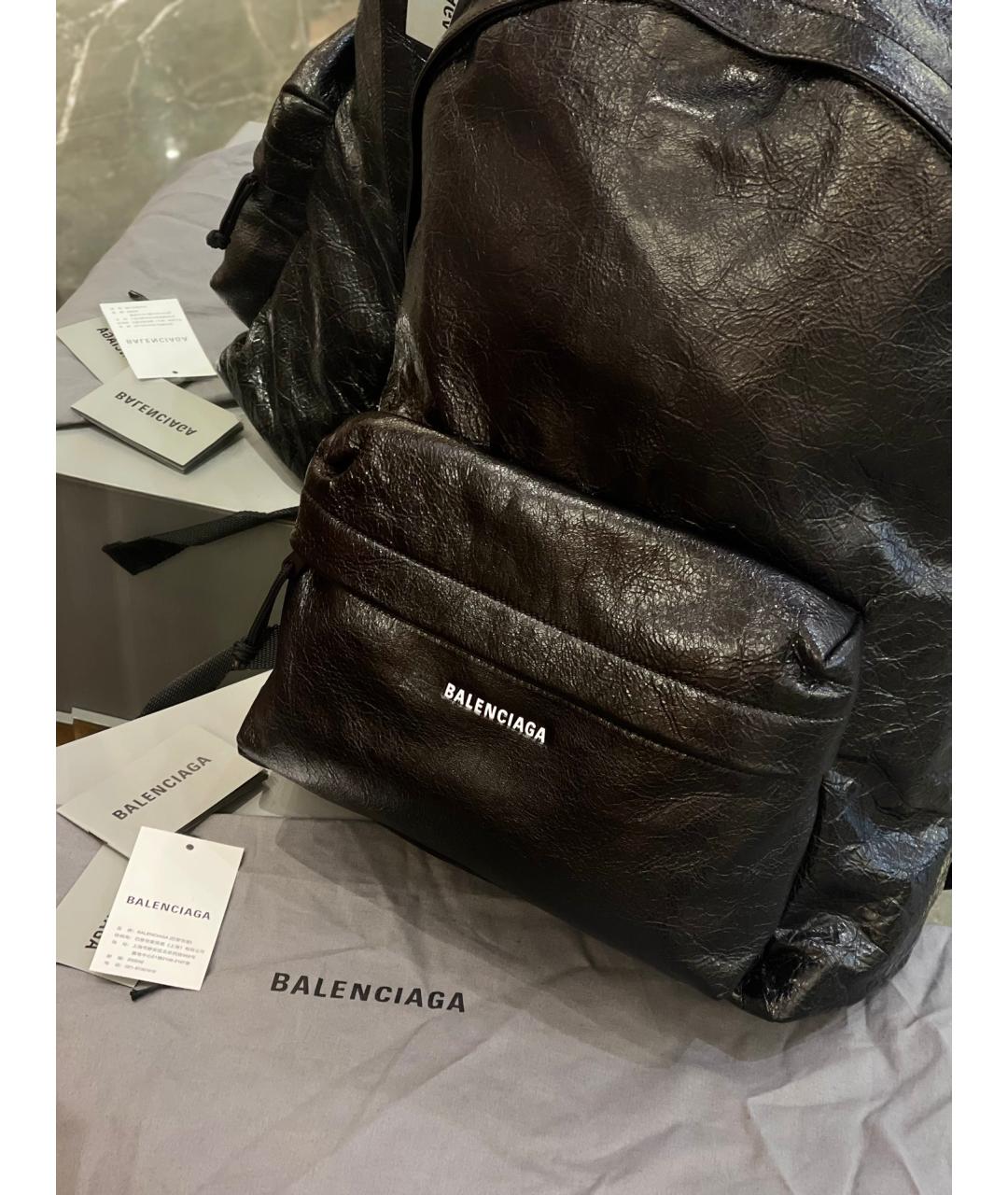 BALENCIAGA Черный кожаный рюкзак, фото 4