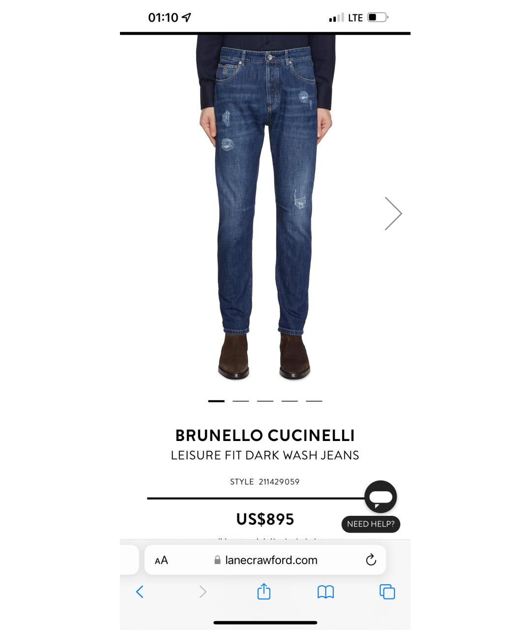 BRUNELLO CUCINELLI Синие хлопковые джинсы скинни, фото 5