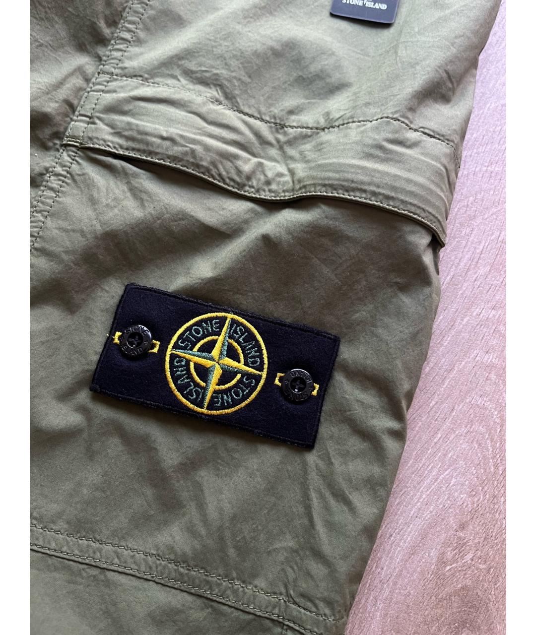 STONE ISLAND Зеленые хлопковые повседневные брюки, фото 3