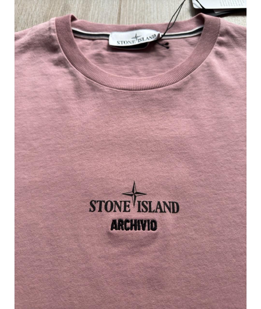 STONE ISLAND Розовая хлопковая футболка, фото 4