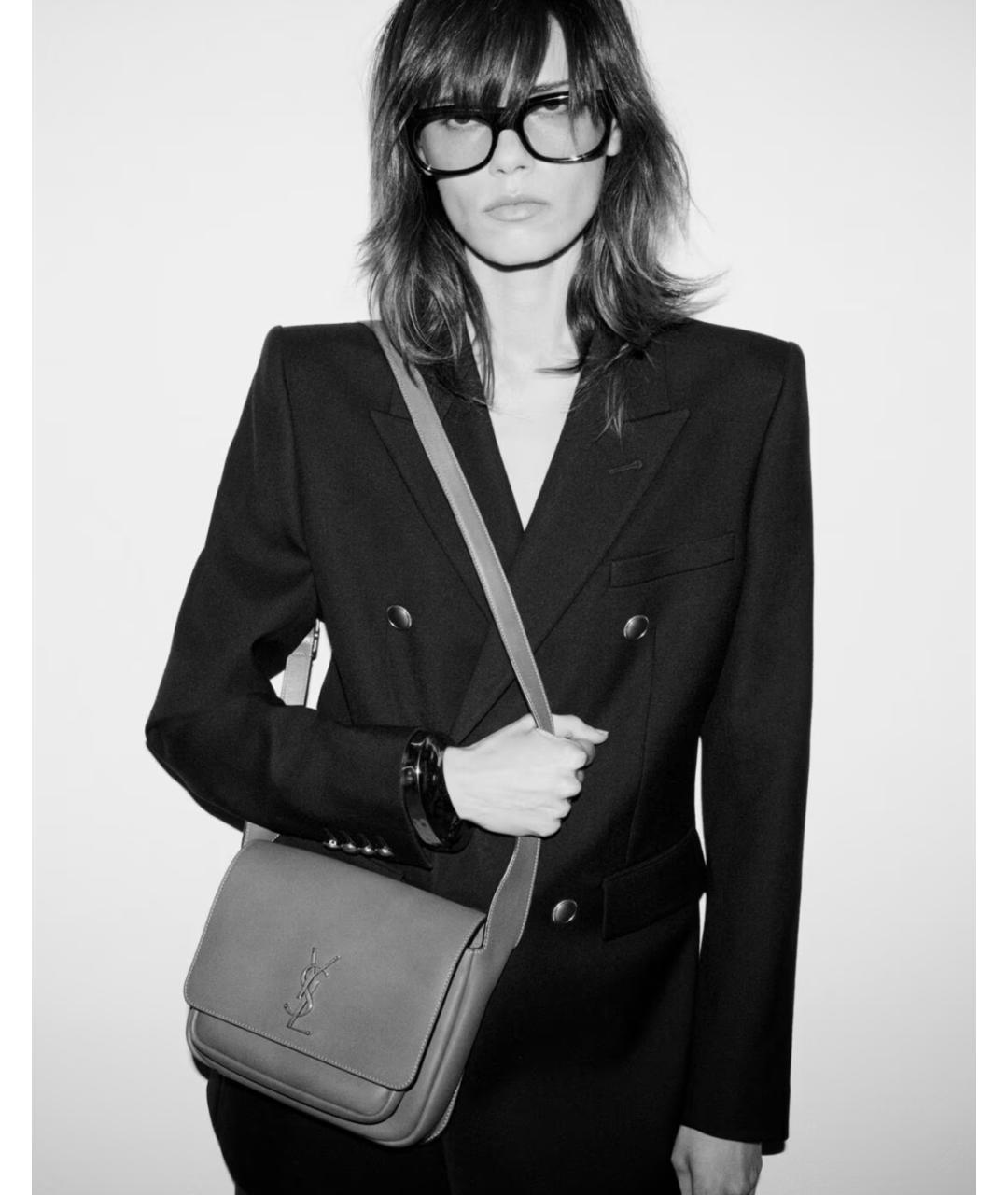 SAINT LAURENT Черная кожаная сумка через плечо, фото 4
