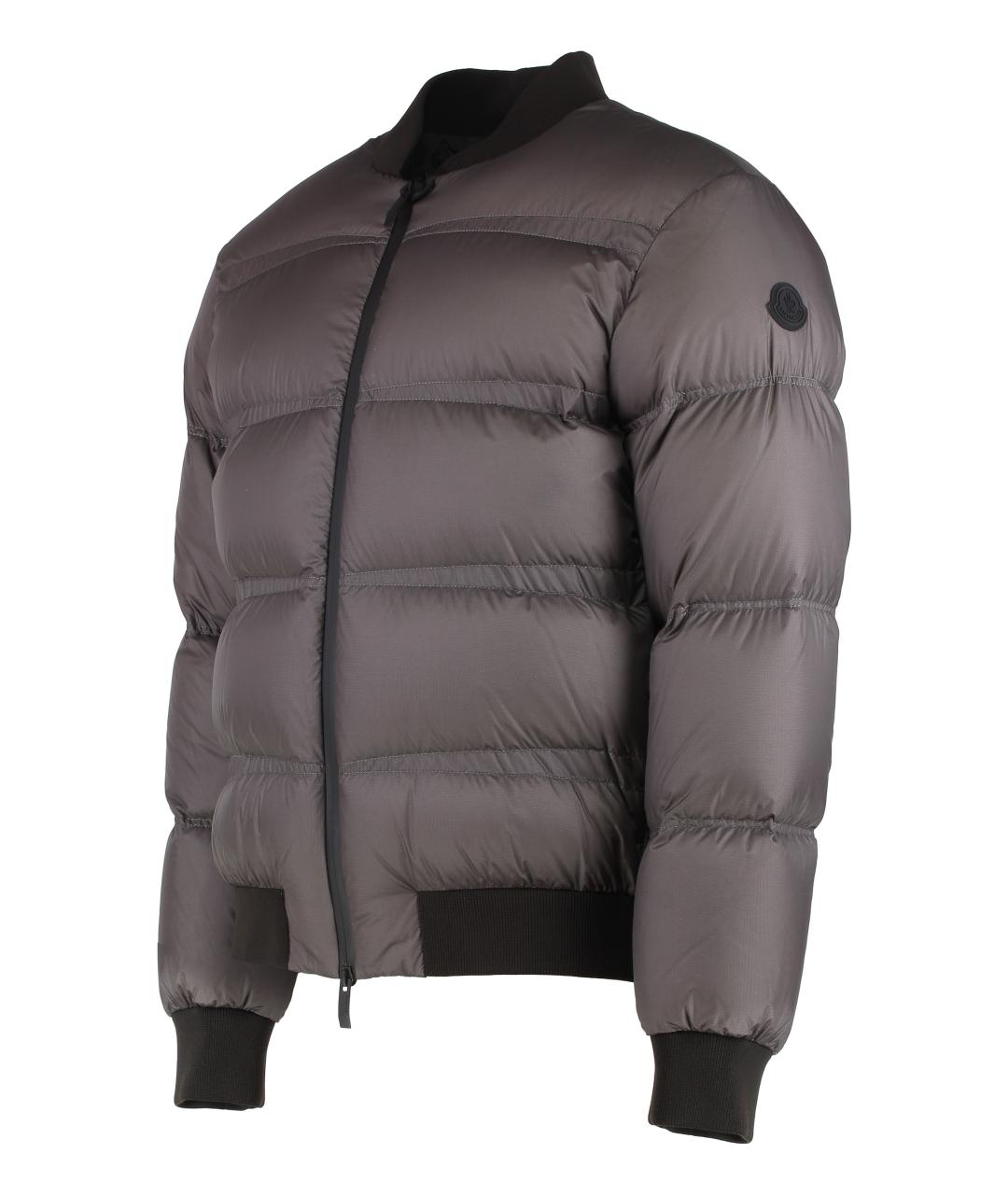 MONCLER Серый полиэстеровый пуховик, фото 3