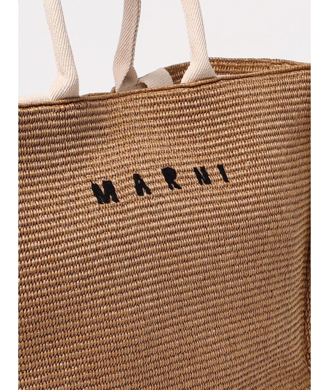 MARNI Коричневая тканевая сумка тоут, фото 4