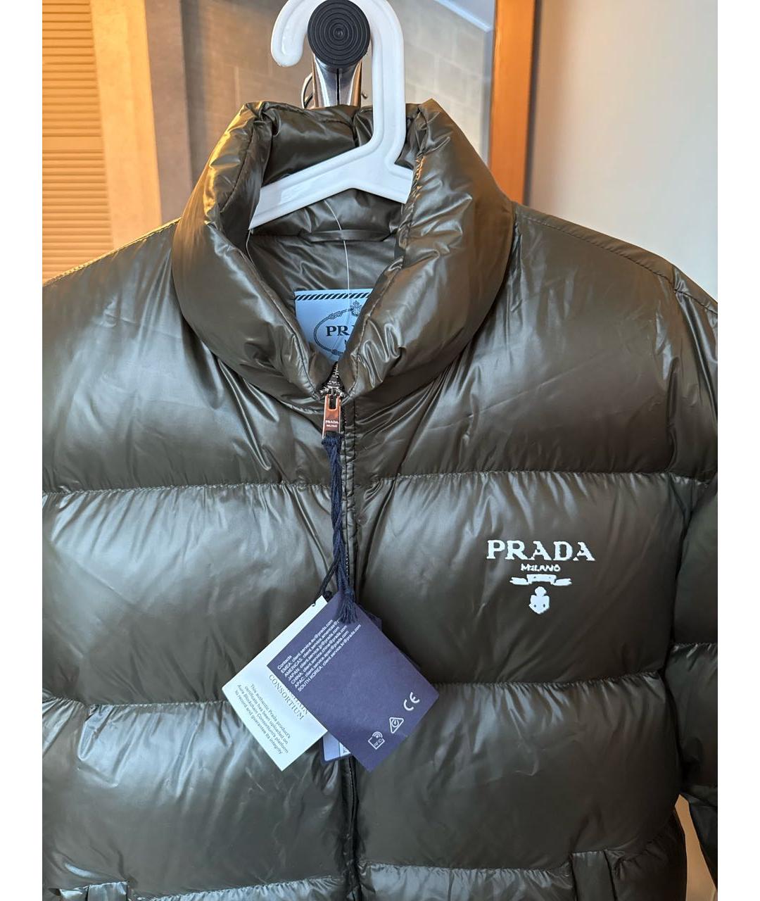 PRADA Хаки полиэстеровый пуховик, фото 3