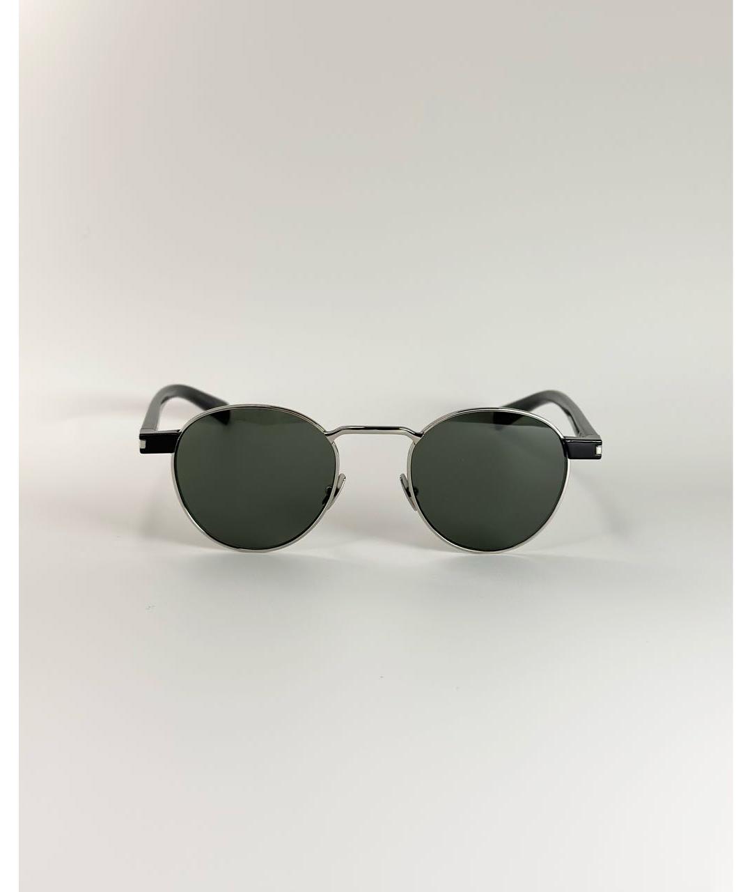 SAINT LAURENT Серебряные металлические солнцезащитные очки, фото 3