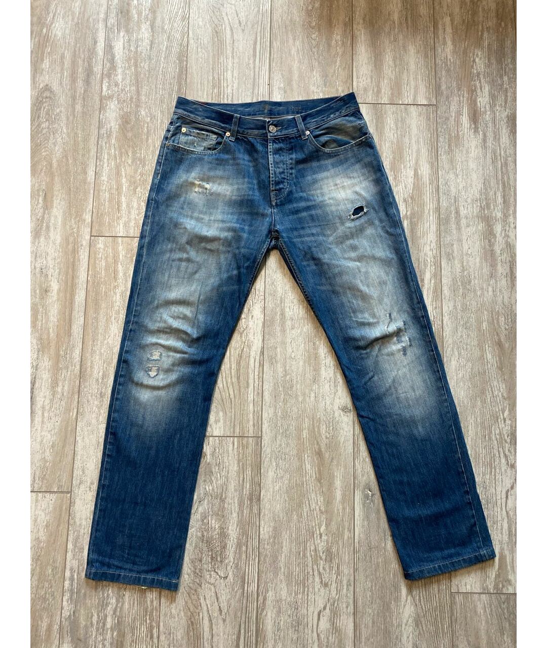 7 FOR ALL MANKIND Синие хлопковые прямые джинсы, фото 6