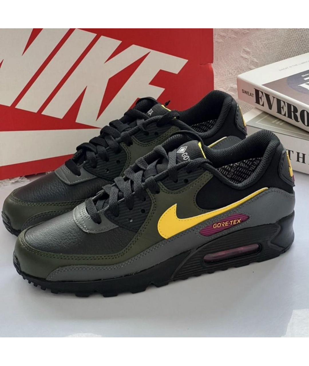 NIKE Черные кожаные низкие кроссовки / кеды, фото 6