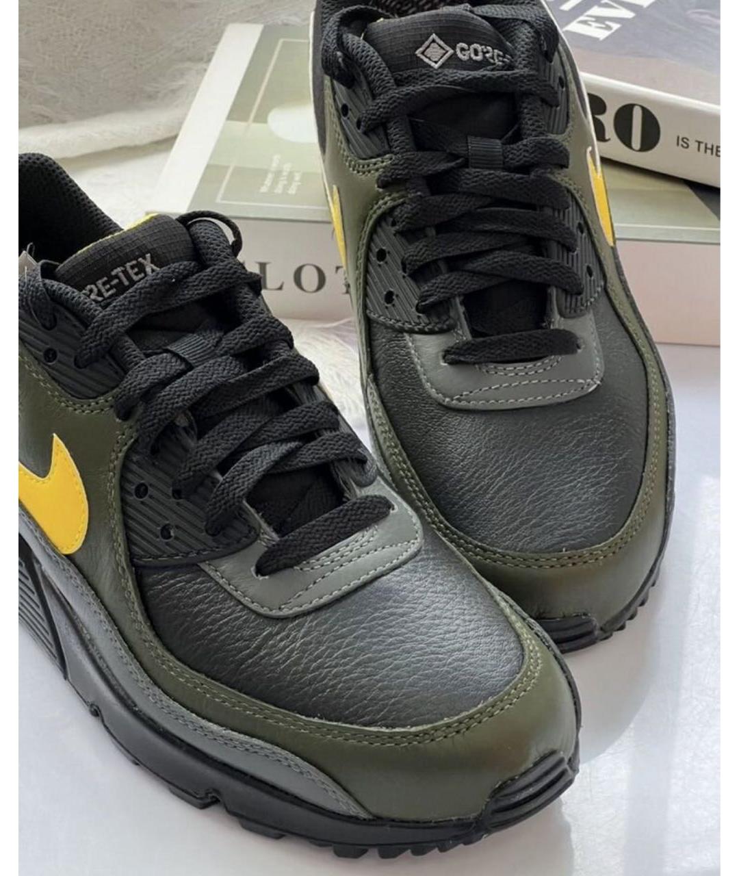 NIKE Черные кожаные низкие кроссовки / кеды, фото 7