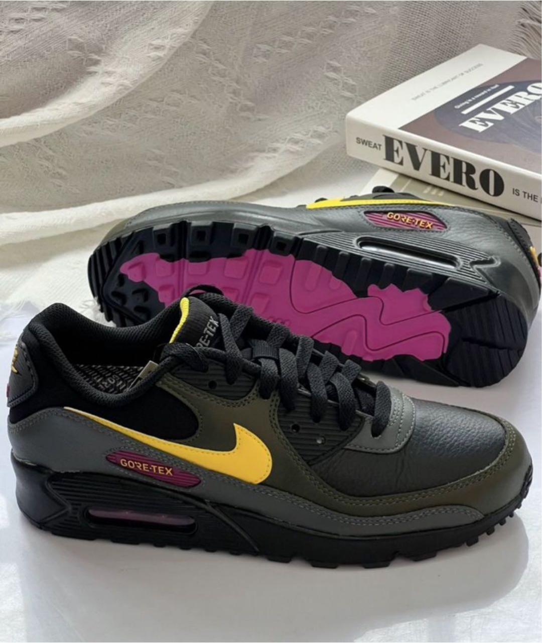 NIKE Черные кожаные низкие кроссовки / кеды, фото 8