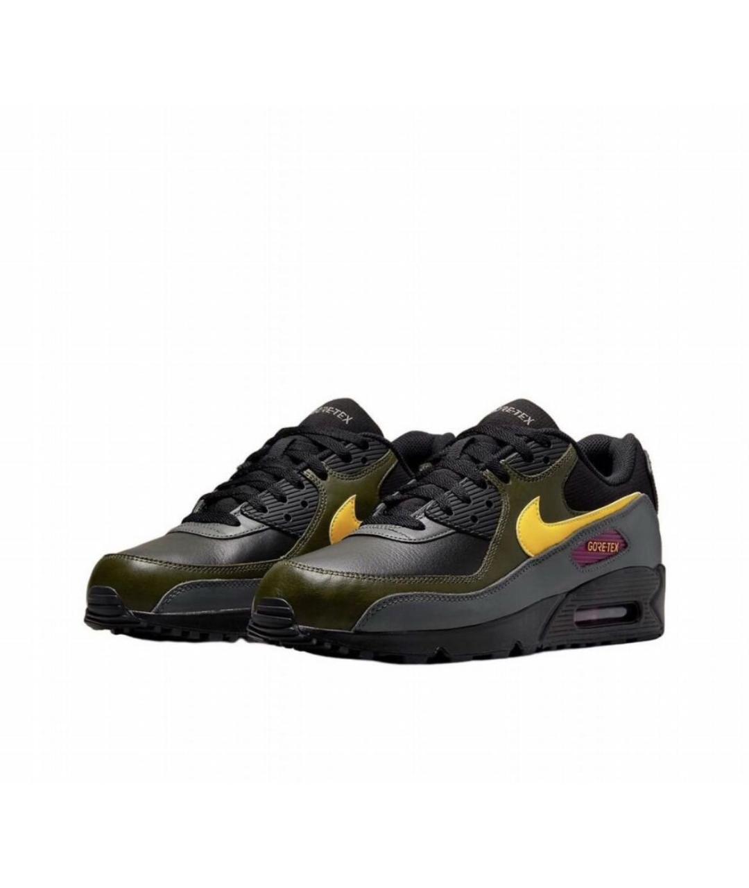 NIKE Черные кожаные низкие кроссовки / кеды, фото 2