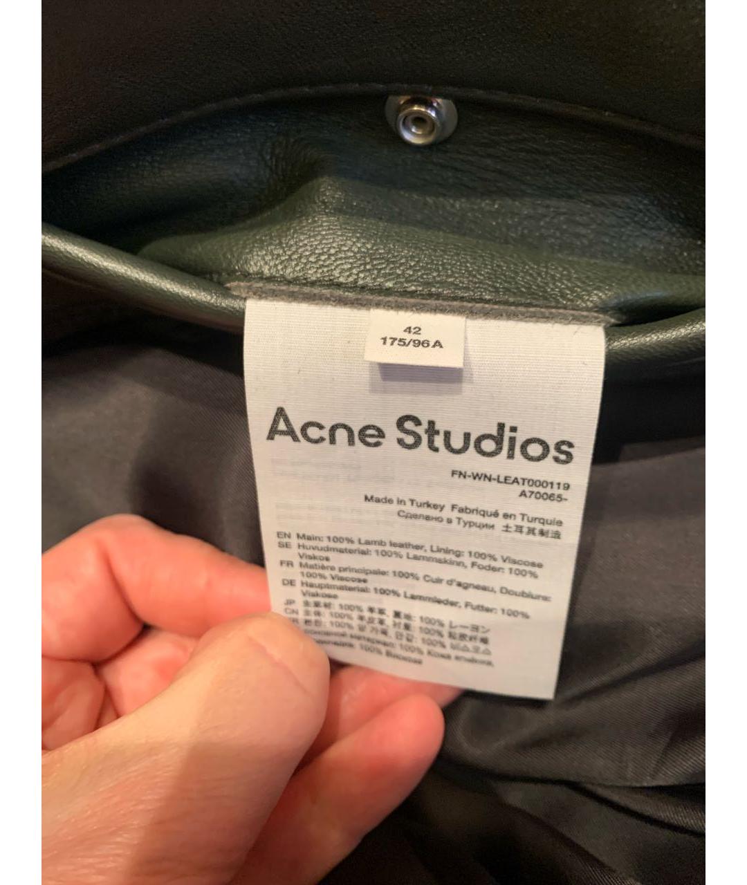 ACNE STUDIOS Зеленая кожаная куртка, фото 4