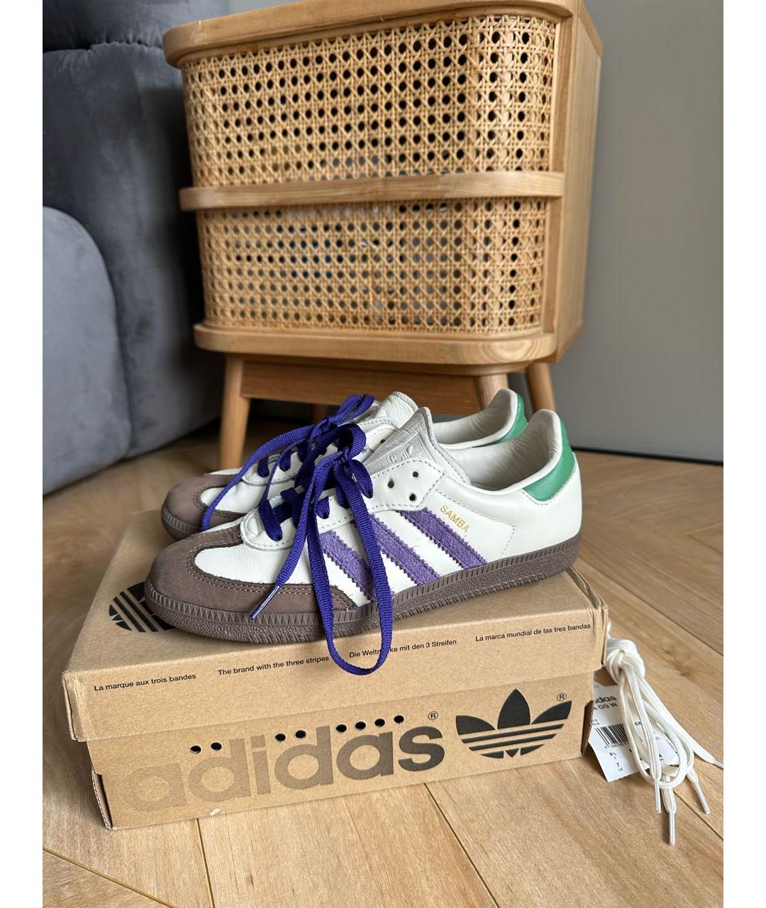 ADIDAS Бежевые кожаные кеды, фото 5