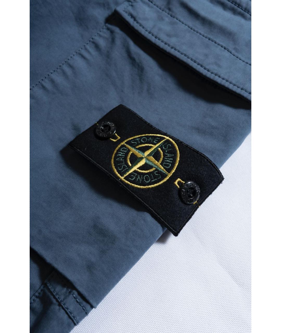 STONE ISLAND Синие хлопко-эластановые повседневные брюки, фото 3