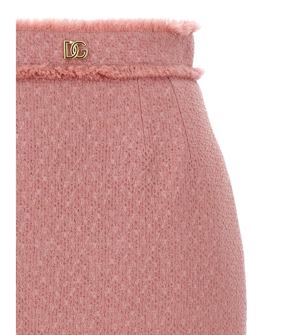 DOLCE&GABBANA Розовая шерстяная юбка миди, фото 3