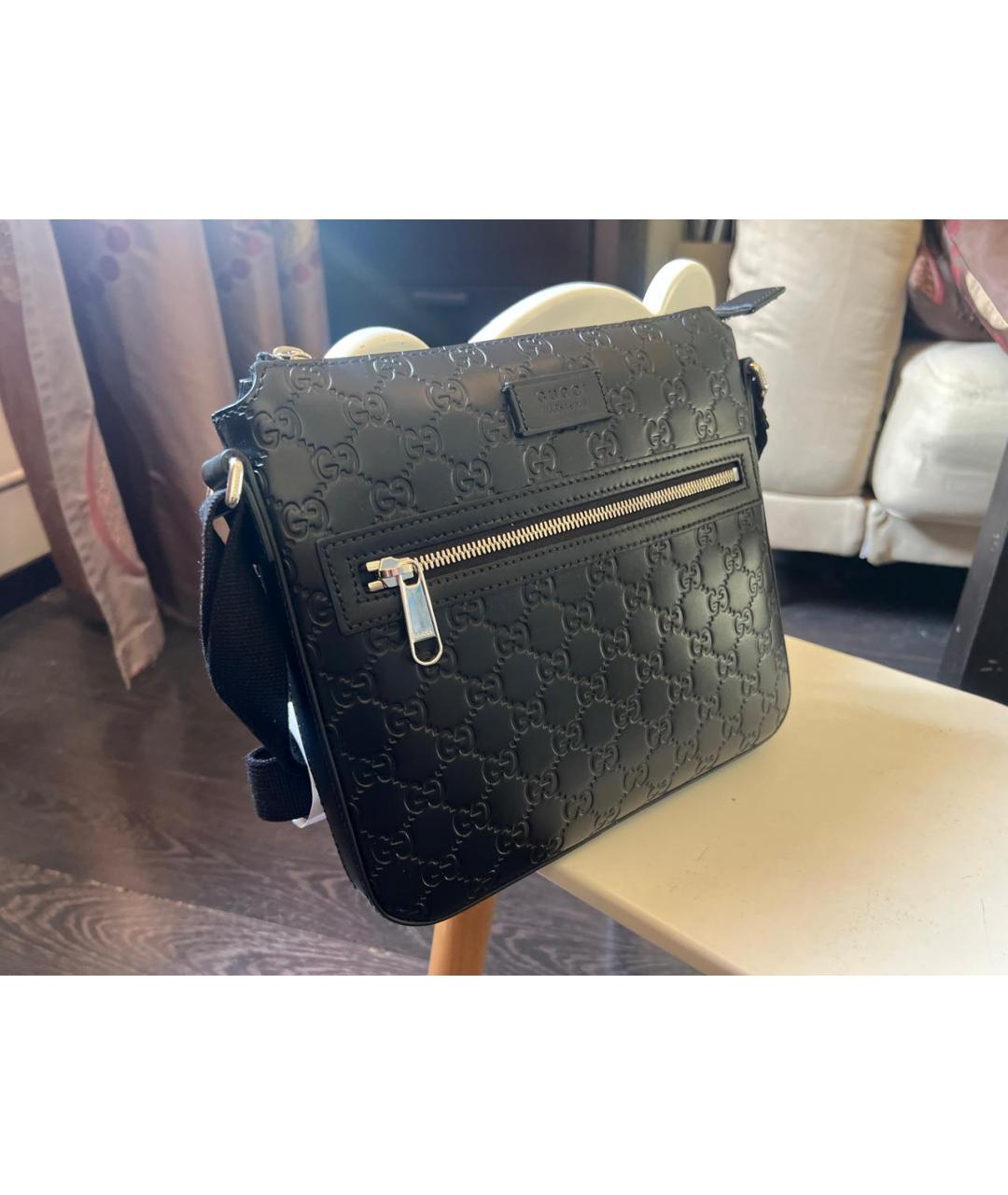 GUCCI Черная кожаная сумка на плечо, фото 2
