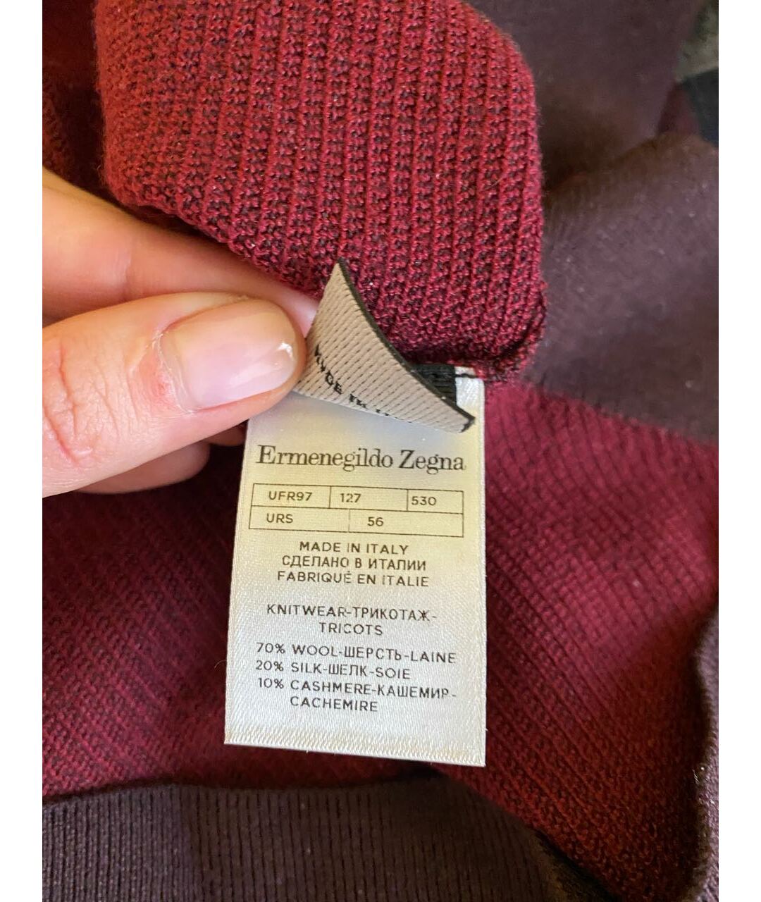 ZEGNA Бордовый шерстяной джемпер / свитер, фото 7