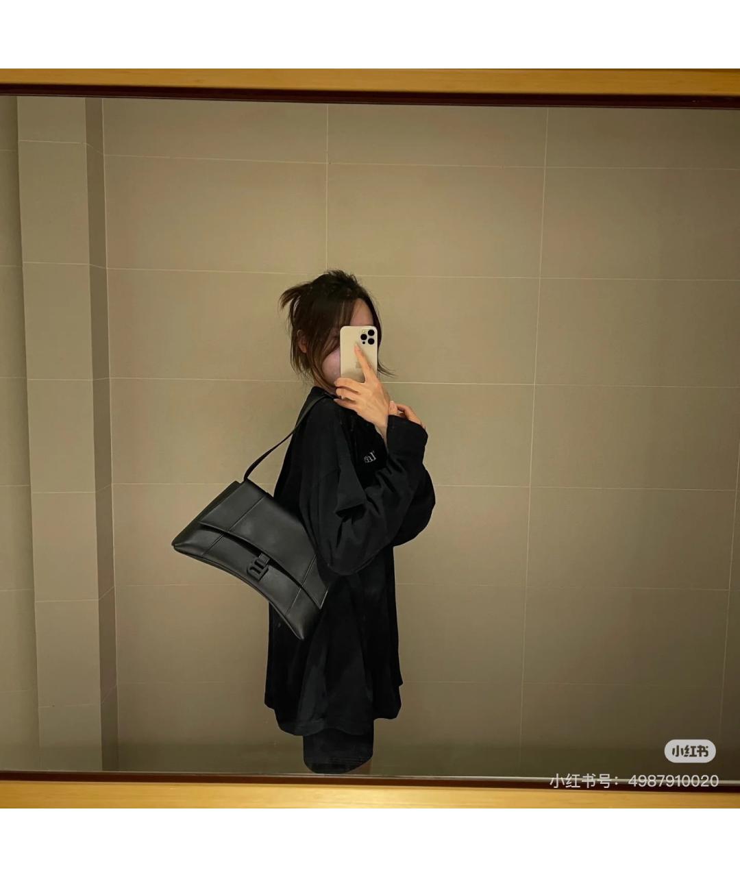 BALENCIAGA Черная кожаная сумка через плечо, фото 5