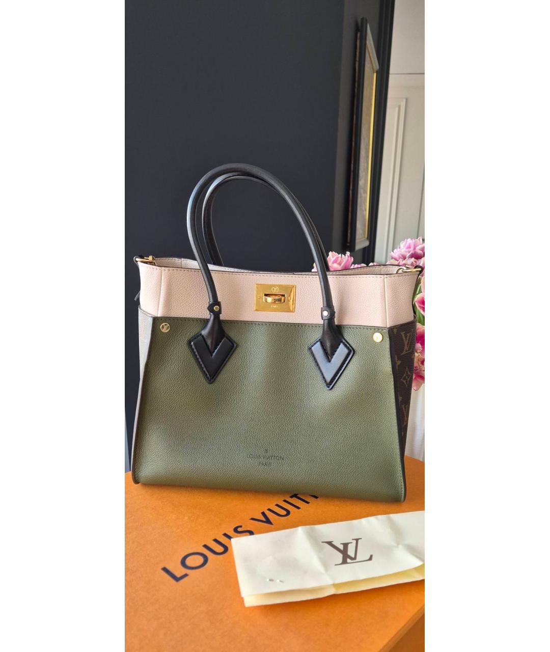 LOUIS VUITTON Коричневая кожаная сумка тоут, фото 7