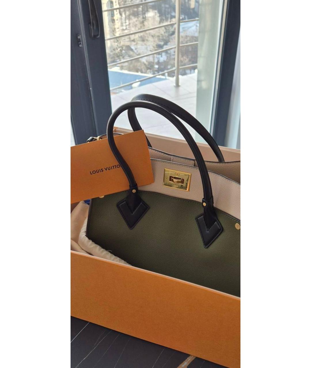 LOUIS VUITTON Коричневая кожаная сумка тоут, фото 5
