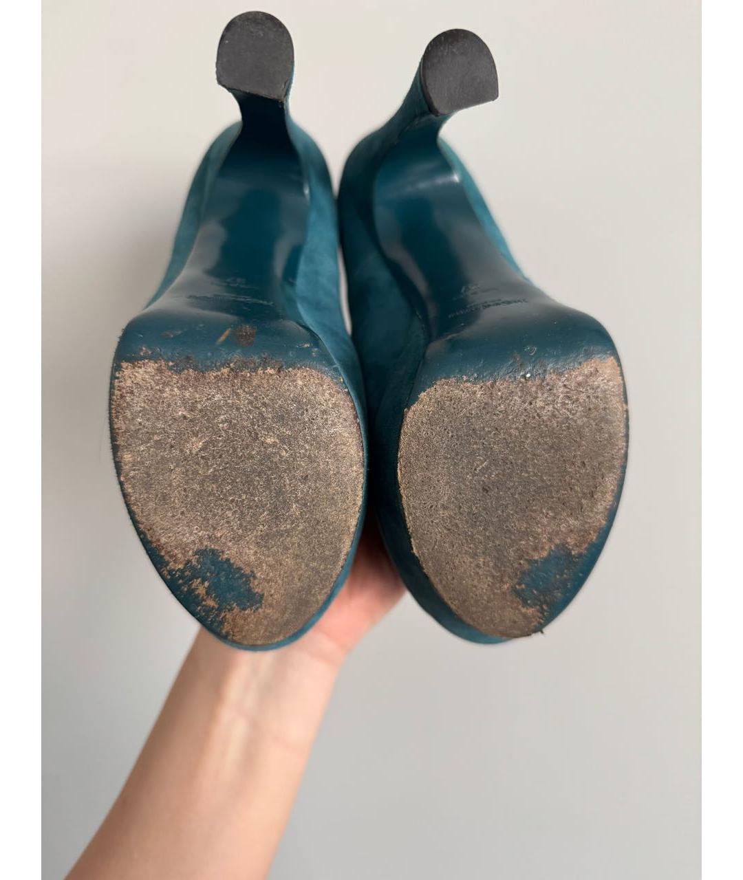 SAINT LAURENT Бирюзовые замшевые туфли, фото 5