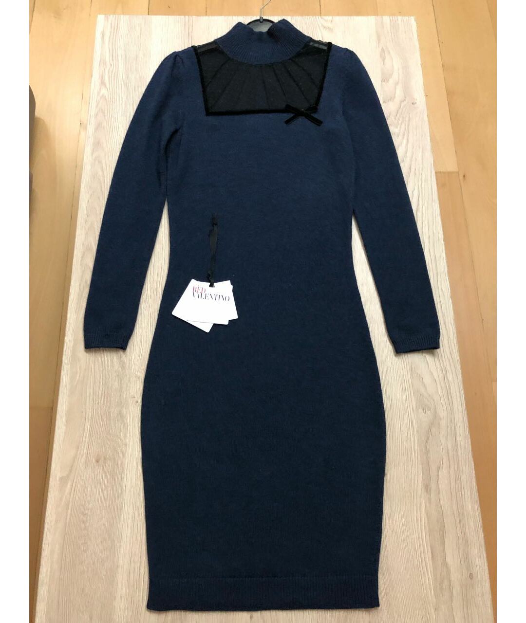 RED VALENTINO Темно-синее шерстяное повседневное платье, фото 8