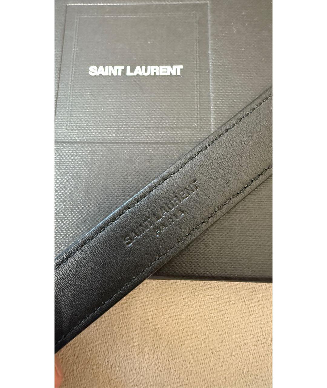 SAINT LAURENT Черный кожаный ремень, фото 4