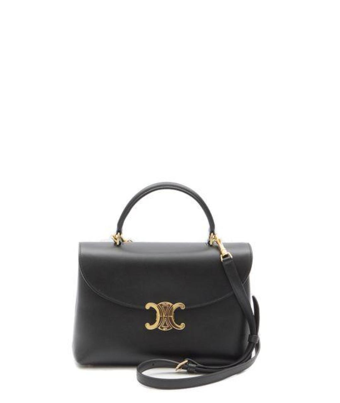 CELINE Черная кожаная сумка с короткими ручками, фото 1