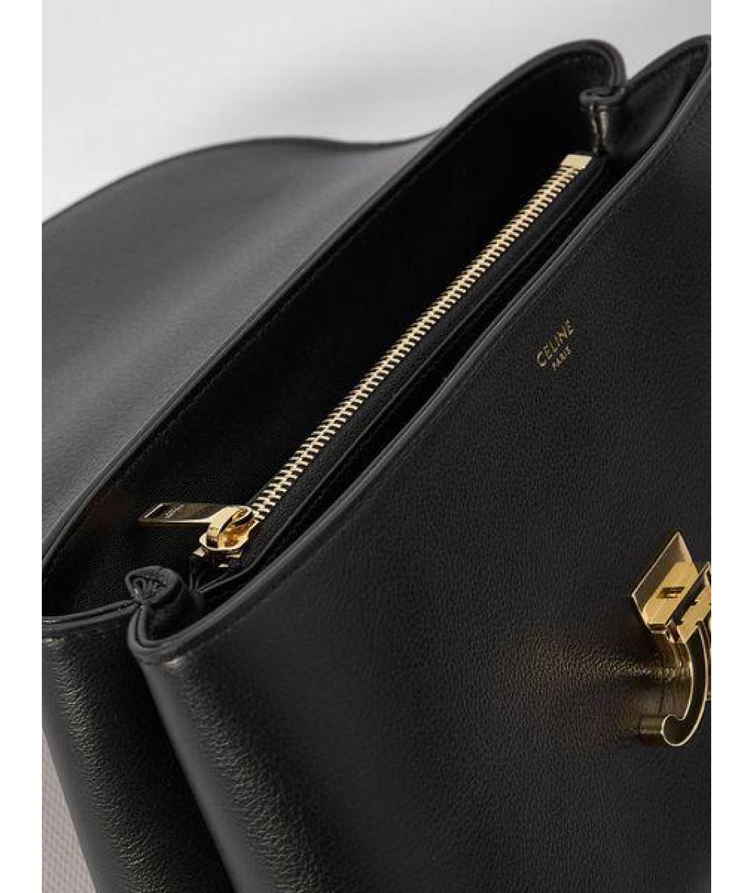 CELINE Черная кожаная сумка с короткими ручками, фото 4