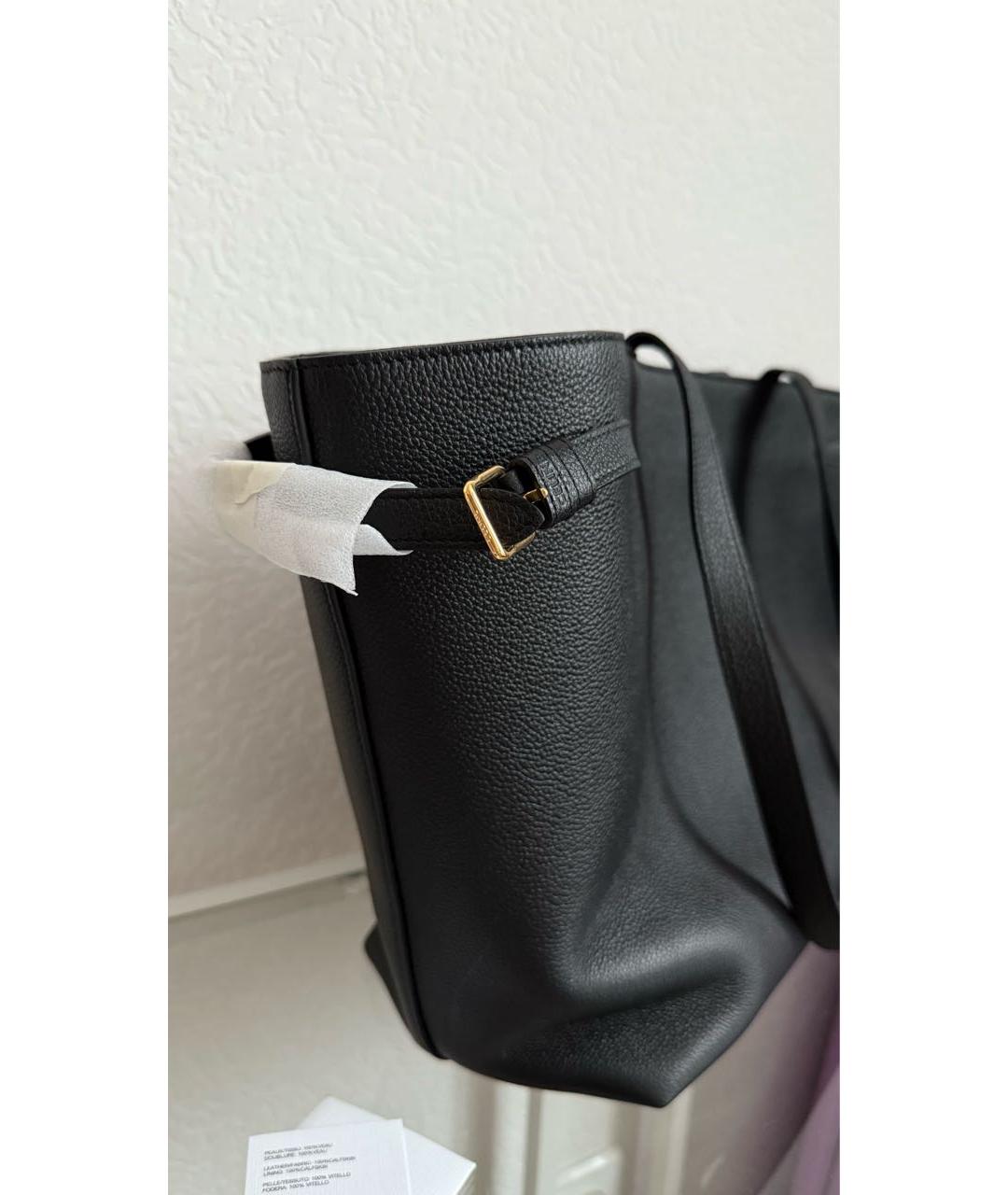 CELINE Черная кожаная сумка тоут, фото 7